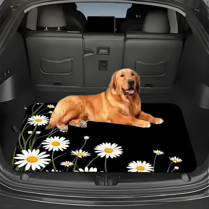 Universal Car Trunk Mat 29" x 39",Purple Colorful Flowers All Weather Trunk Protection Cargo Liner, Durable Cargo Mat Rear Trunk Liner,Stylish Vehicle Interior Accessories Suitable for Most Car Models