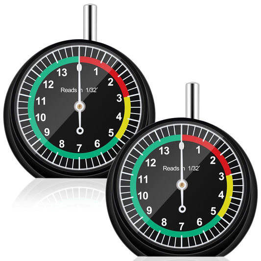 Tallew 10 Pack Tire Tread Depth Gauge in 32nds Dial Type Tire Depth Gauge Bulk with Color Coded Easy Reading Professional Tool for Motorcycle Car Truck Bus, Black