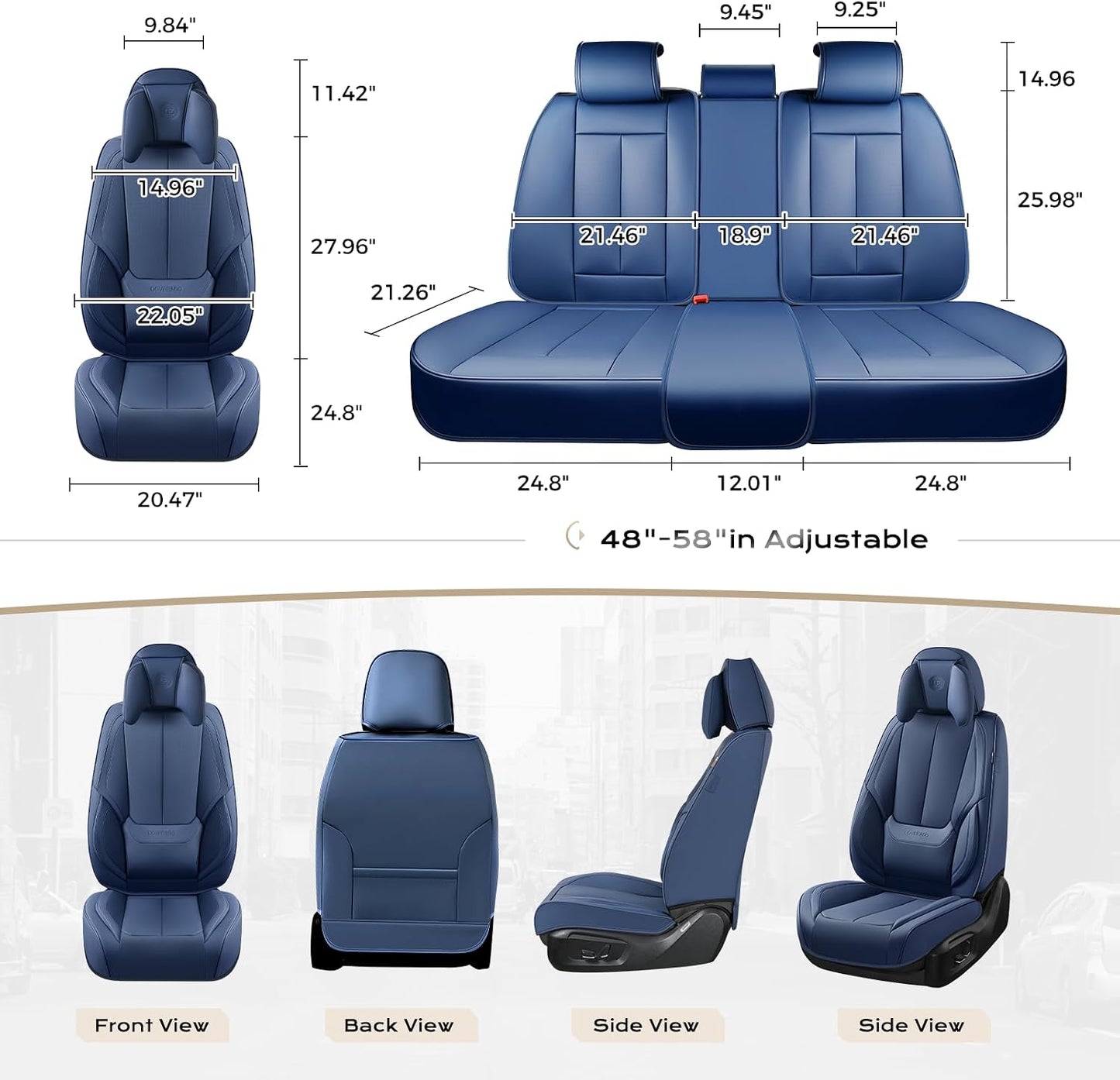 Coverado Seat Covers Full Set, Black Seat Covers for Cars 5 Seats, Car Seat Protector, Waterproof Nappa Leather Car Seat Cushion, Front and Rear Car Seat Cover Fit for Most Sedans SUV Pick-up Truck - Colors A