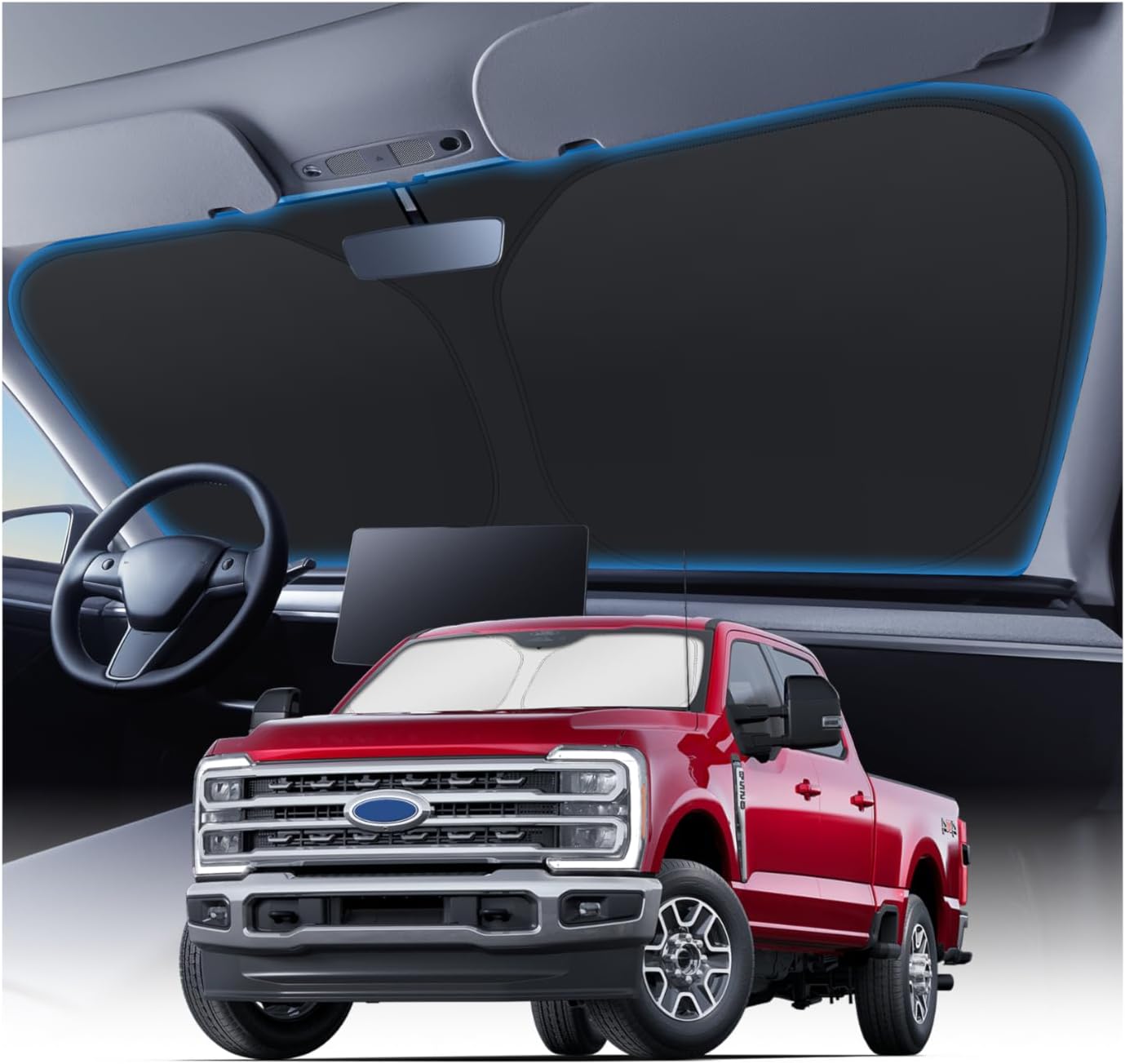 KUST Windshield Sun Shade for Toyota RAV4 2019-2022 2023 2024 2025 2026 Window Accessories Shade Sun Visor Cover Foldable Block UV Rays - Colors D