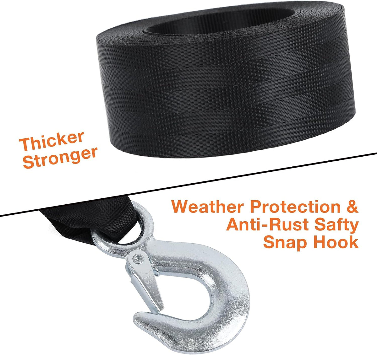 Recovery Tow Strap 2in X 20ft Heavy Duty 20,000 lbs Break Strength, Use for Emergency Towing Rope, Tree Saver, Winch Extension, Triple Reinforced Loops, Protective Sleeves,Car Accessories