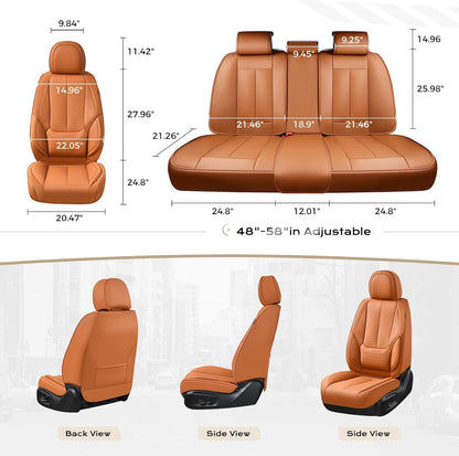 Coverado Seat Covers Full Set, Black Seat Covers for Cars 5 Seats, Car Seat Protector, Waterproof Nappa Leather Car Seat Cushion, Front and Rear Car Seat Cover Fit for Most Sedans SUV Pick-up Truck - Colors B