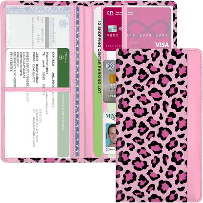 Car Registration and Insurance Holder, with Magnetic Closure for License, Cards and Documents, All Vehicle Needs and Car Accessories (Leopard-Black)
