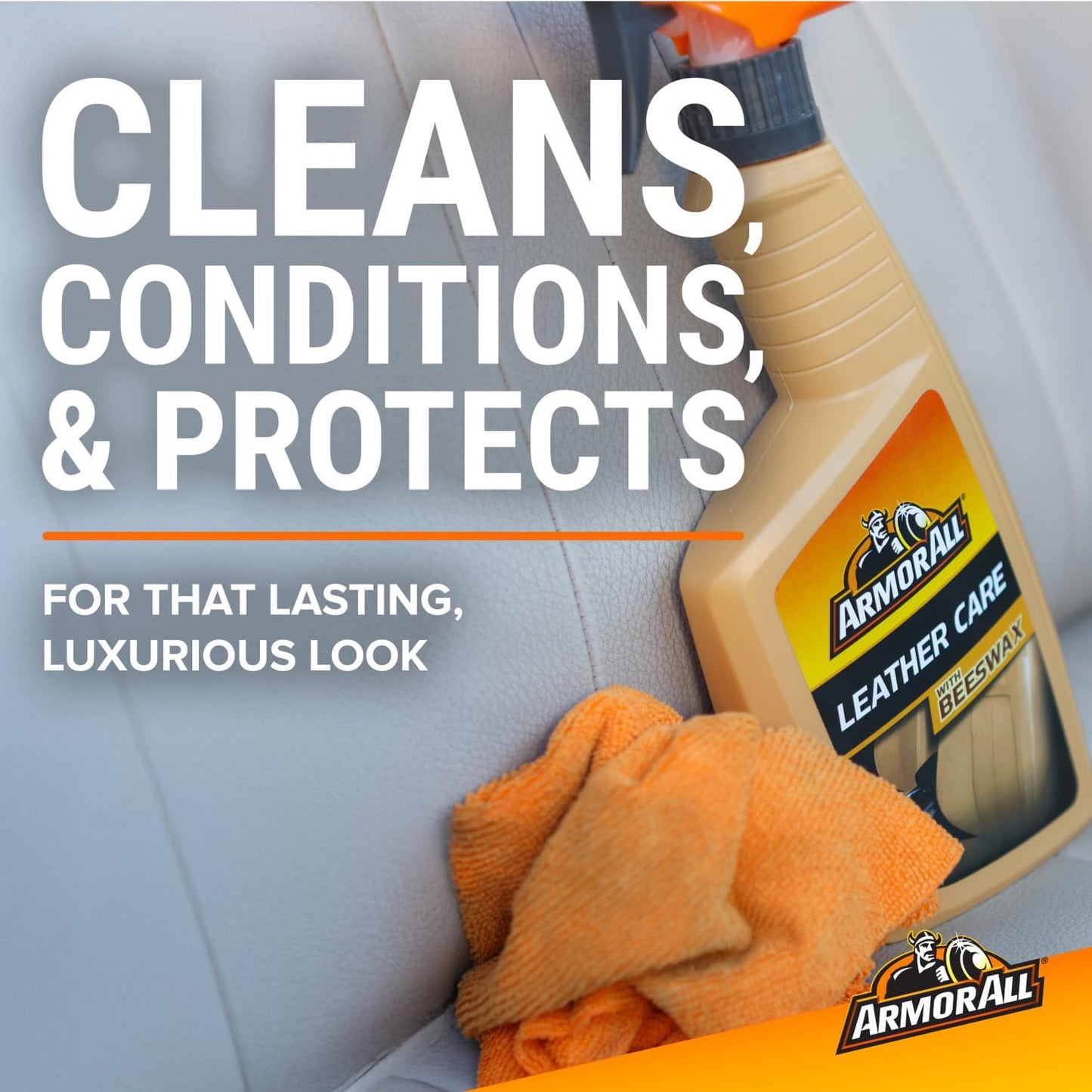 Armor All Car Leather Cleaner Spray, Beeswax Leather Care Spray for Cars, Trucks, Motorcycles, 16 Oz Each