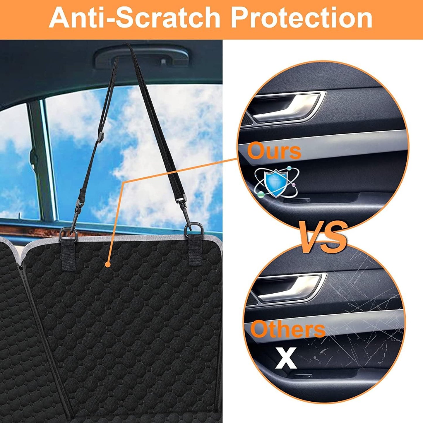 Mancro Dog Car Seat Cover for Back Seat, 2026 Upgraded 600D Heavy Duty Waterproof & Scratch-Resistant Dog Hammock for Car, Back Seat Pet Cover for Dogs with Sedan, Trucks and SUVs, Standard, Black