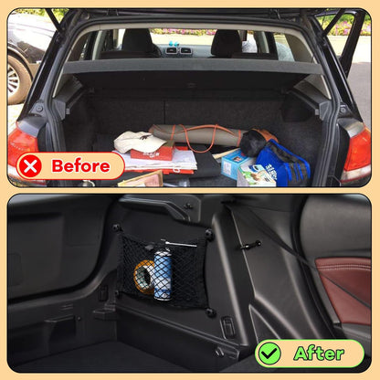 Frienda 2 Pieces Stretchable Small Cargo Net Pocket Storage Mesh Net Elastic Automotive Storage Pouch with 8 Pieces Mounting Screws and Hooks for Truck Car SUV Boats(21 x 9.8 Inches)