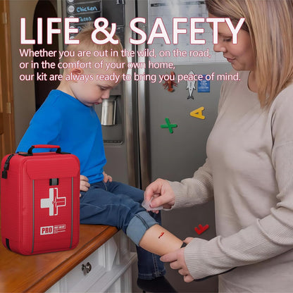 First Aid Kit, Professional Trauma First Aid Kit with Labelled Compartments Molle System for Car, Hiking, Backpacking, Camping, Traveling, and Cycling