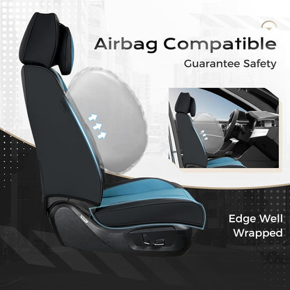 Coverado Seat Covers Full Set, Black Seat Covers for Cars 5 Seats, Car Seat Protector, Waterproof Nappa Leather Car Seat Cushion, Front and Rear Car Seat Cover Fit for Most Sedans SUV Pick-up Truck - Colors B