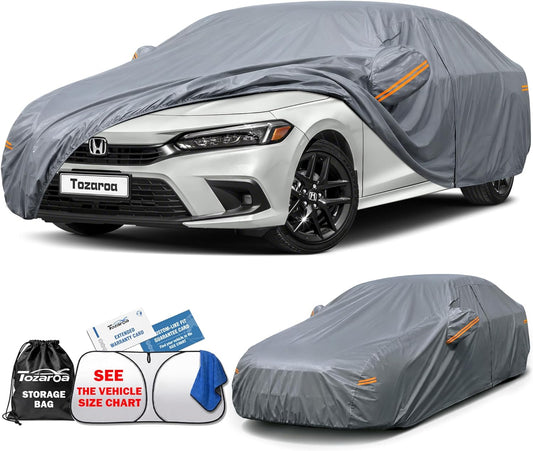 SUV Cover Waterproof All-Weather,Outdoor Full Exterior Automobiles SUV(Length 182-190 inch) with Windshield Sun Shade Universal Fit Toyota RAV4,CRV,Model Y,Q5,Size S2 (See SizeChart)