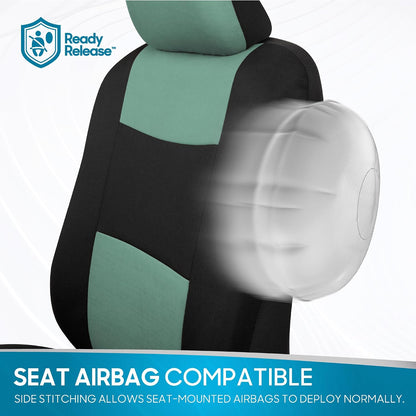 BDK PolyPro Car Seat Covers Full Set in Charcoal on Black – Front and Rear Split Bench for Cars, Easy to Install Cover Set, Accessories Auto Trucks Van SUV