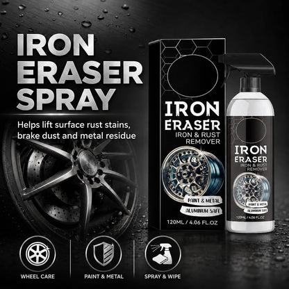 Iron Eraser Rust Remover Spray, Iron Powder Remover for Car Wheels, Paint and Automotive Surfaces, Fast Acting Automotive Surface Cleaner, 2 PCS (2 pcs)