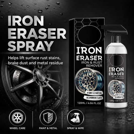 Iron Eraser Rust Remover Spray, Iron Powder Remover for Car Wheels, Paint and Automotive Surfaces, Fast Acting Automotive Surface Cleaner, 2 PCS (2 pcs)