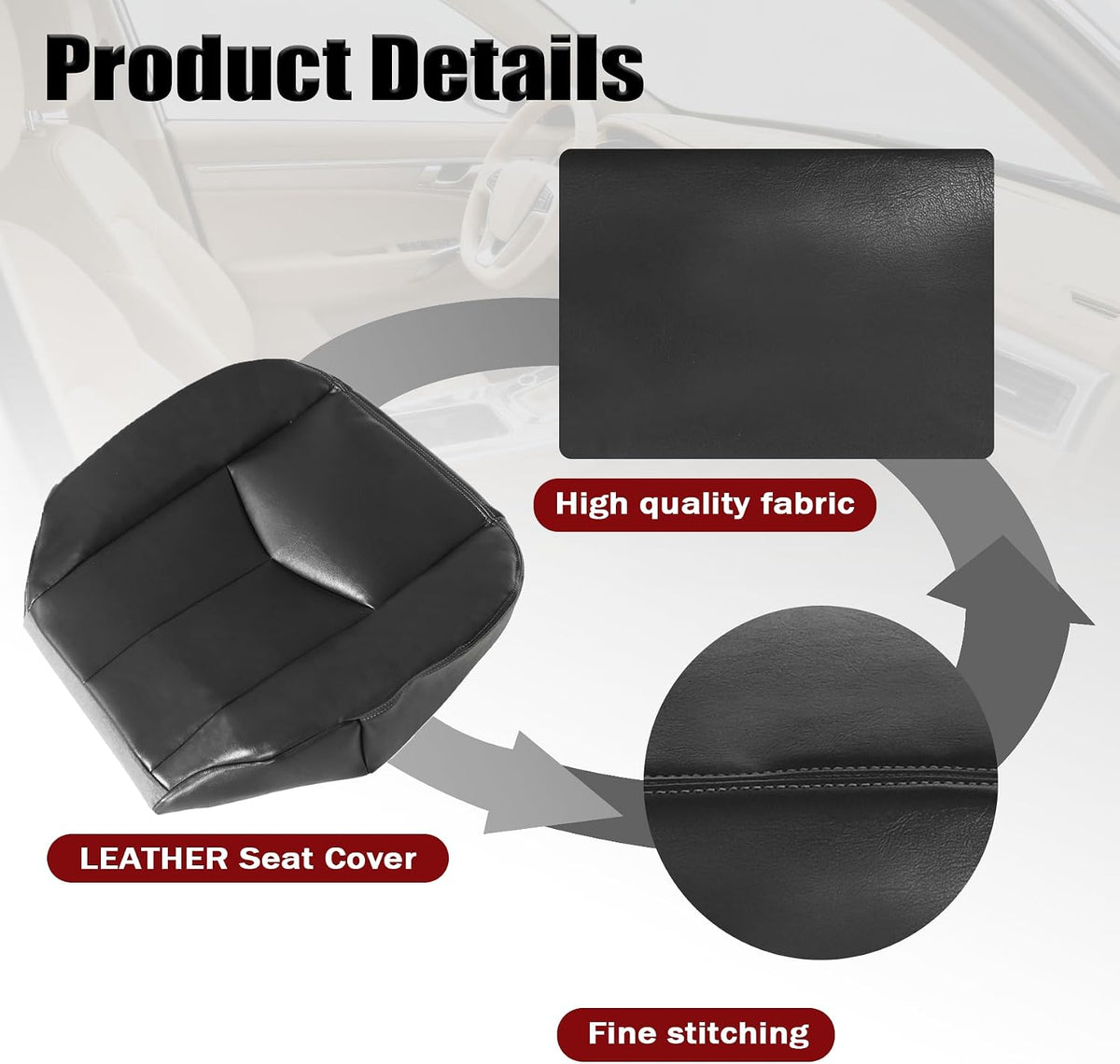 NLQR #522 Light Tan Front Driver Bottom Replacement Seat Cover Microfiber Leather Compatible with Chevy Avalanche Tahoe Suburban GMC Yukon XL 2003 2004 2005 2006