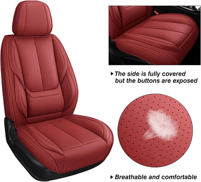 MINGBRON Car Seat Cover Full Set, Leather Car Seat Cover, Waterproof Seat Covers, Car Seat Cushion, Nappa Leather Seat Covers Car Seat Protector Universal Fit Most Cars Black