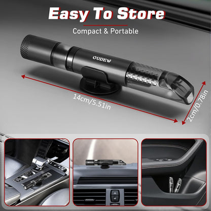 4-in-1 Car Window Breaker Seatbelt Cutter with Survival Whistle & LED Flashlight, Spring-Loaded Glass Breaker for Underwater, Portable Automotive Emergency Escape Tool, Black