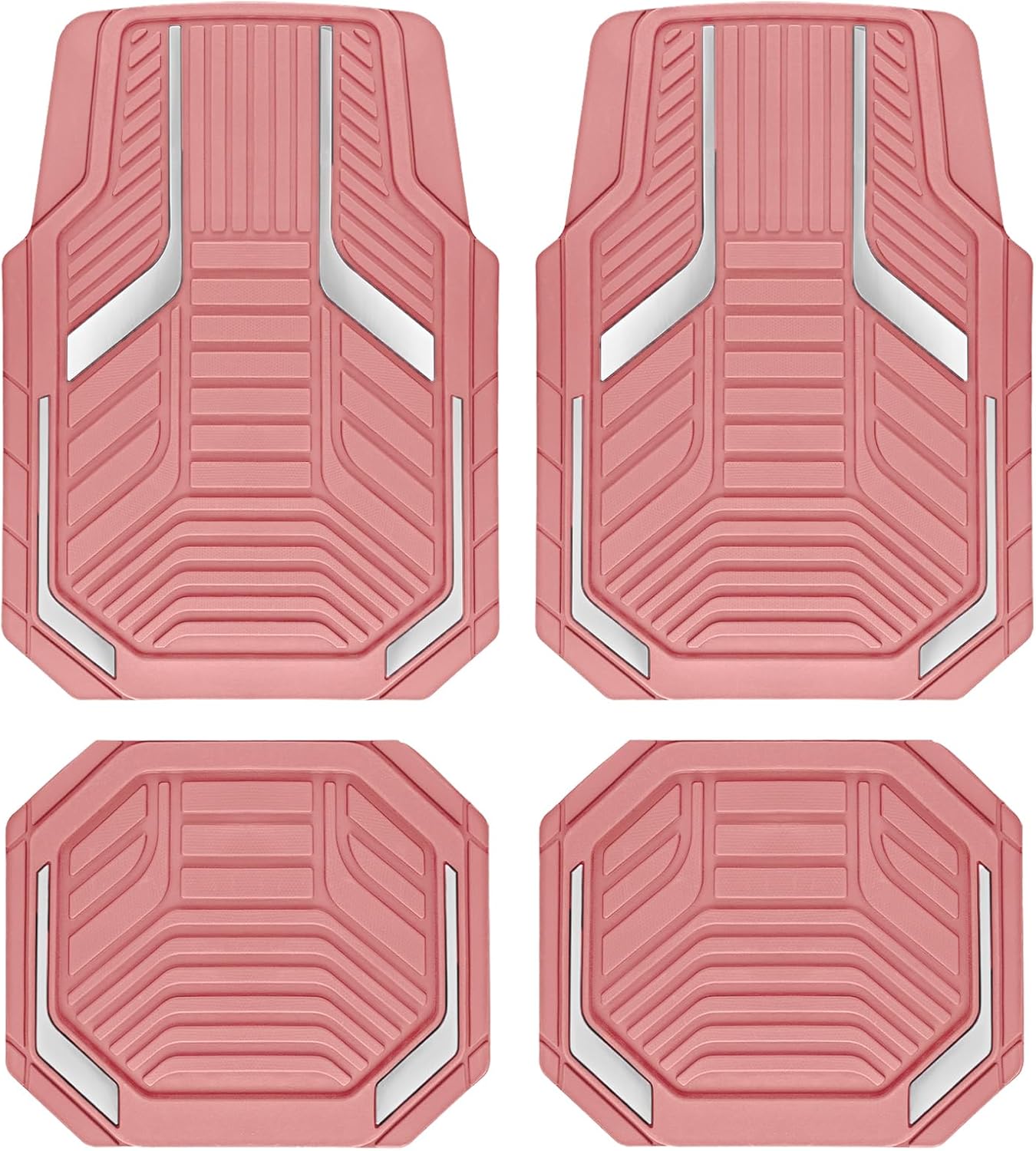PIC AUTO Heavy Duty Rubber Floor Mats, Purple Aluminum Film Car Mats Set, Front and Rear Car Mats with Anti-Slip Backing, All Weather Protection, Trim-to-Fit for Automotive SUV, Sedan, Van