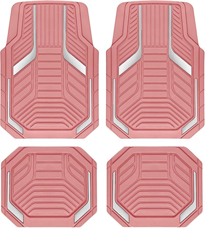 PIC AUTO Heavy Duty Rubber Floor Mats, Purple Aluminum Film Car Mats Set, Front and Rear Car Mats with Anti-Slip Backing, All Weather Protection, Trim-to-Fit for Automotive SUV, Sedan, Van