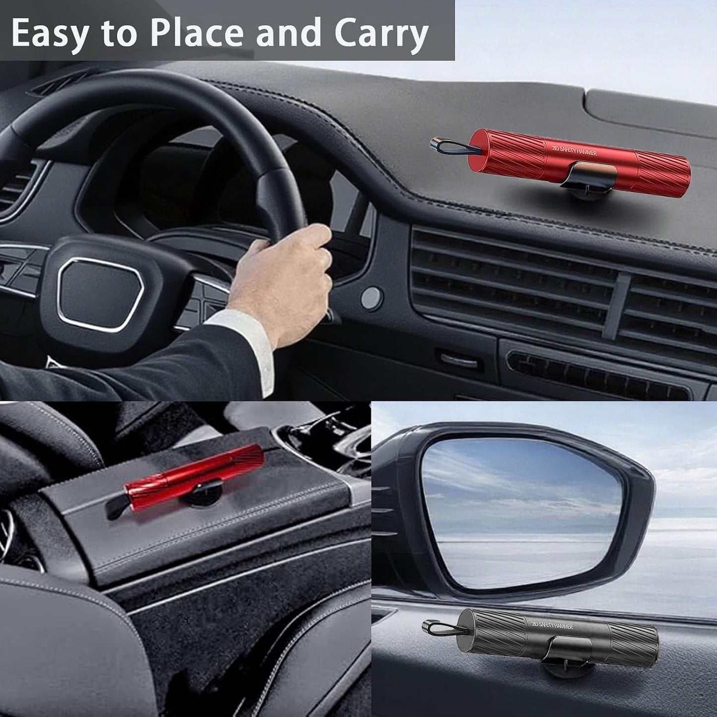 4 Pack 2026 Upgraded Safety Hammer,Safe Hammer Glass Breaker Under Water,Seatbelt Cutter Window Breaker Emergency Escape Tool,Seat Belt Cutter and Glass Breaker for Cars