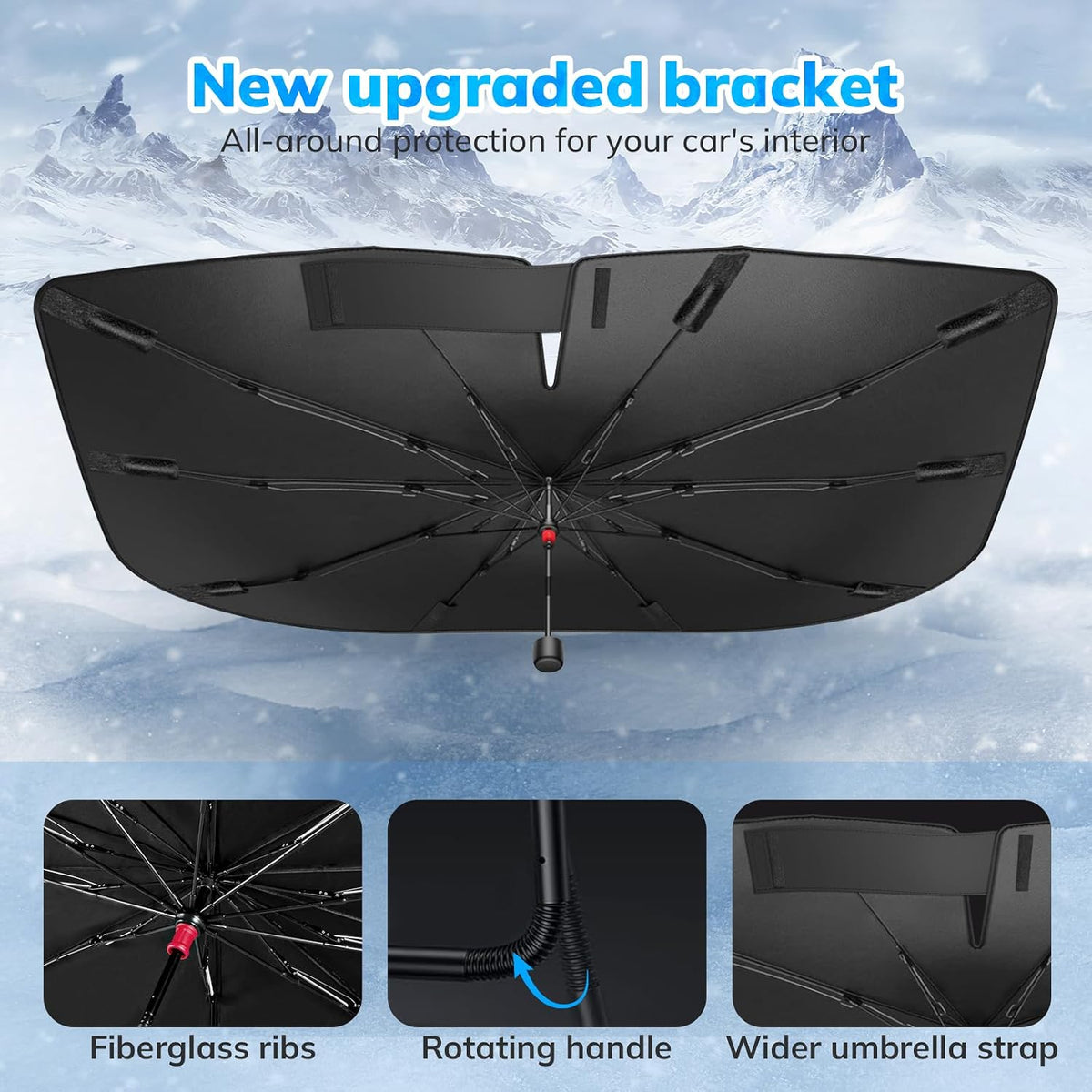 SEPORUD Windshield Sun Shade New American Eagle Flag USA Patriotic Design - Folding Car Front Window Sunshade for Cars SUV Trucks, Max UV Blocking and Keep The Vehicle Cool(64"x33.5")