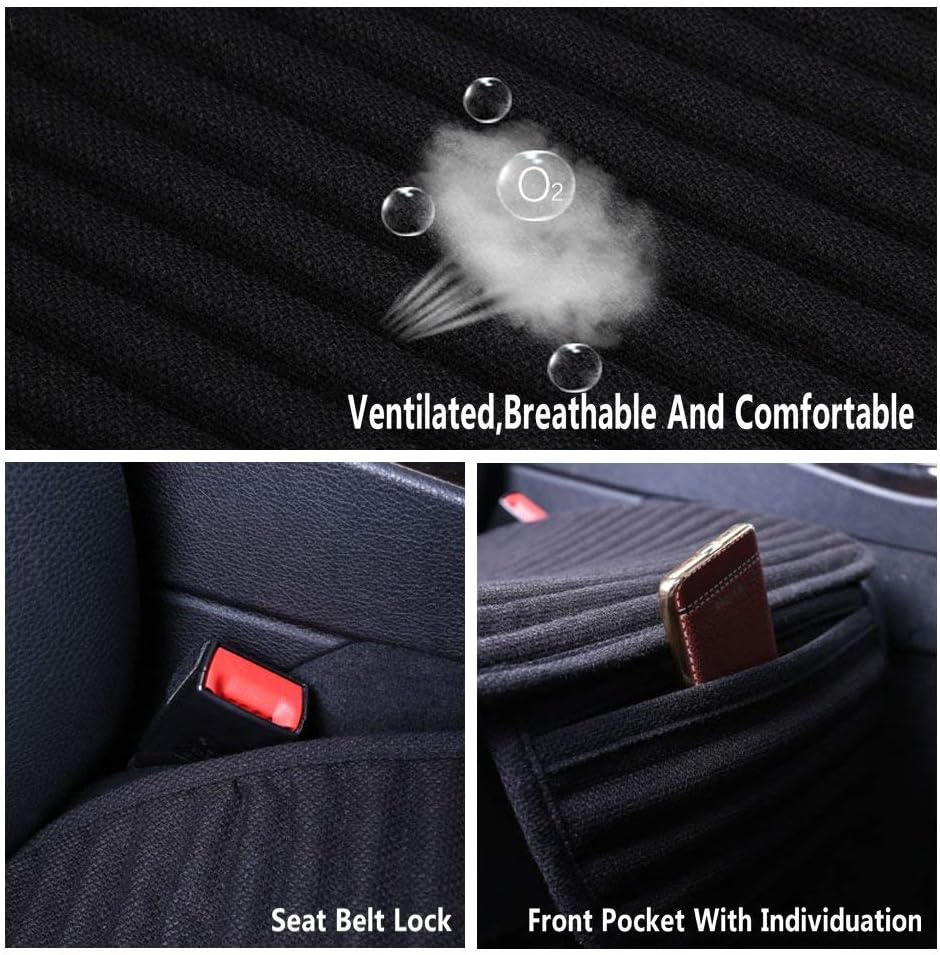Suninbox Car Seat Covers Buckwheat Hull Universal Car Seat Covers,Bottom Seat Covers for Cars,Truck Seat Covers,Car Seat Cushion Protector Mats Pad,Gray Front Seat