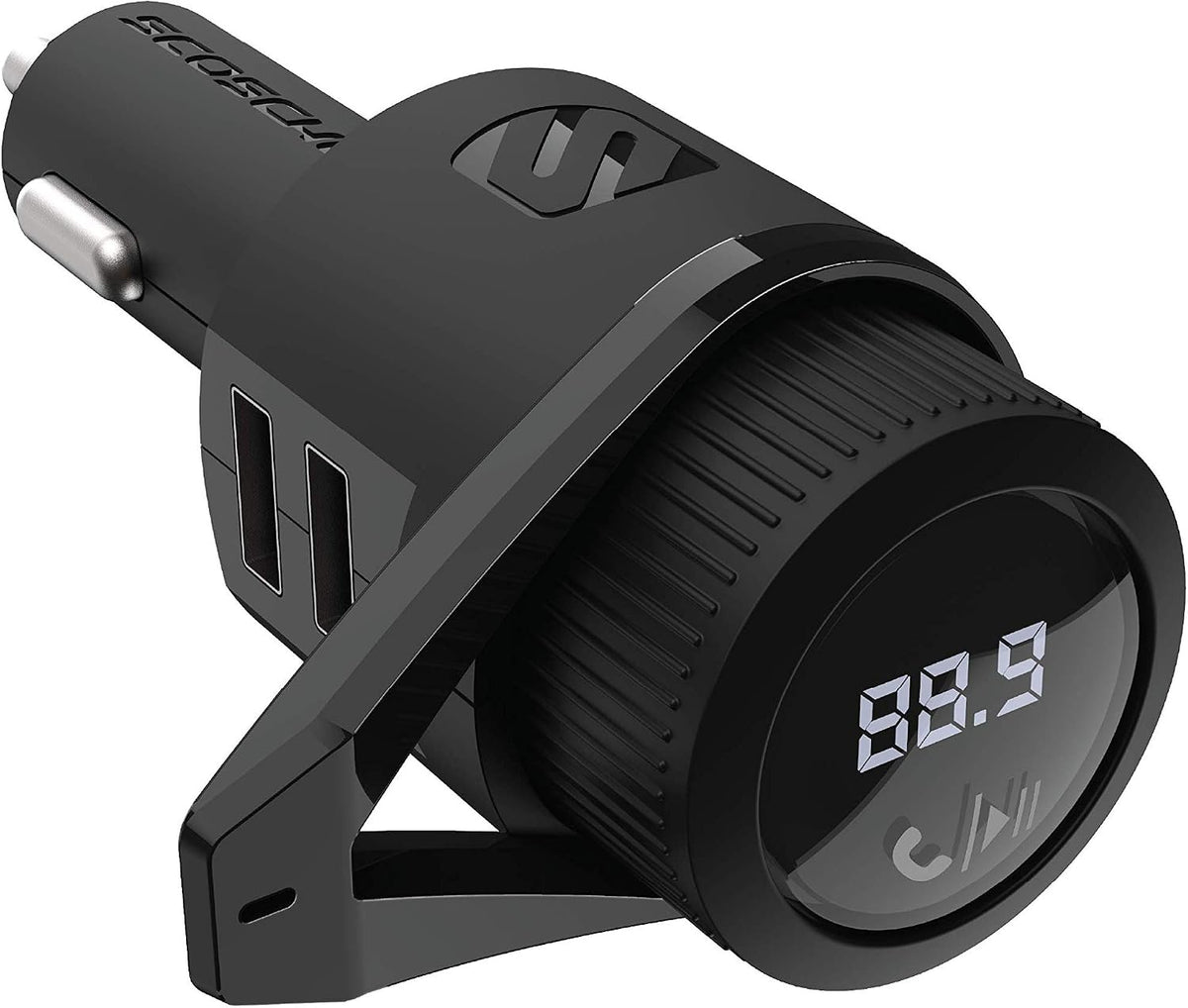 Scosche BTFM9 FM Bluetooth Transmitter Car, Dual 12W USB-C and USB-A Charging Ports, Fast Type C Car Charger, Wireless Radio Bluetooth Adapter, Hands-Free Kit for Calls, Siri and Google Assistant
