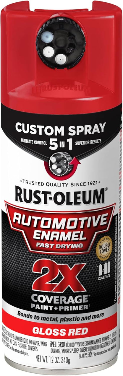 Rust-Oleum 2X Automotive Enamel Custom Spray 5-in-1 Spray Paint, 12 oz, Gloss Clear