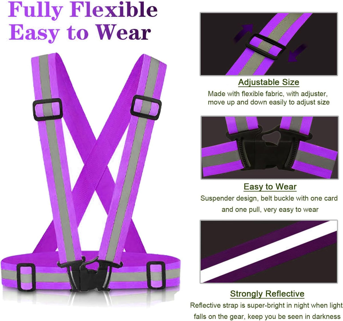 Reflective Vest Running Gear, 2Pack High Visible Safety VES for Cycling Jogging Running Walking, Adjustable for Men Women