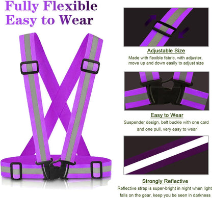Reflective Vest Running Gear, 2Pack High Visible Safety VES for Cycling Jogging Running Walking, Adjustable for Men Women