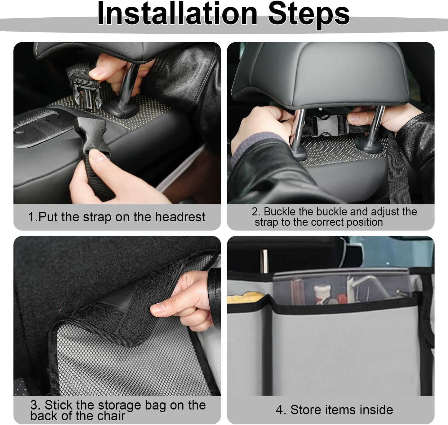 UYYE Trunk Hanging Organizer, Backseat Bag, Car Interior Accessories with 4 Pockets & 2 Mesh Pouches for Groceries, Will Provide More Storage Trunk Space for SUV, Jeep, MPVs