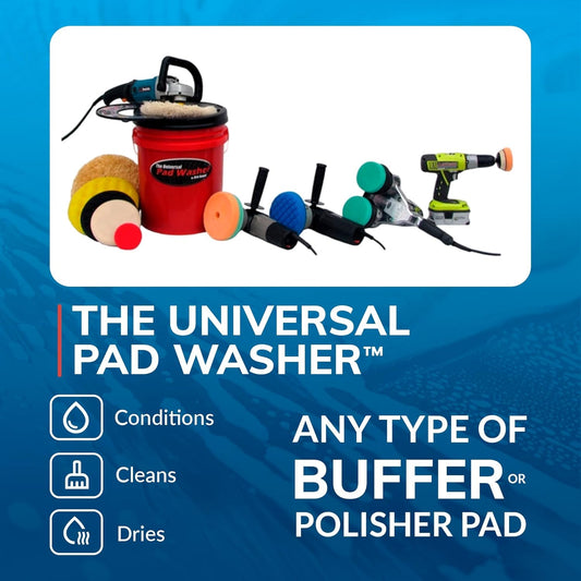 GRIT GUARD Universal Pad Washer Kit - Polishing Pad Cleaner Compatible with Dual Action Rotary and Orbital Polisher Foam, Wool, Microfiber, Felt Disc - Made in the USA