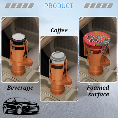 2 in 1 Car Cup Holder Expander, Multifunctional 360° Rotating Vehicle Cup Holder Adapter with Adjustable Base, Auto Interior Drinks Bottles Expander, Universal for Sedan RV Truck