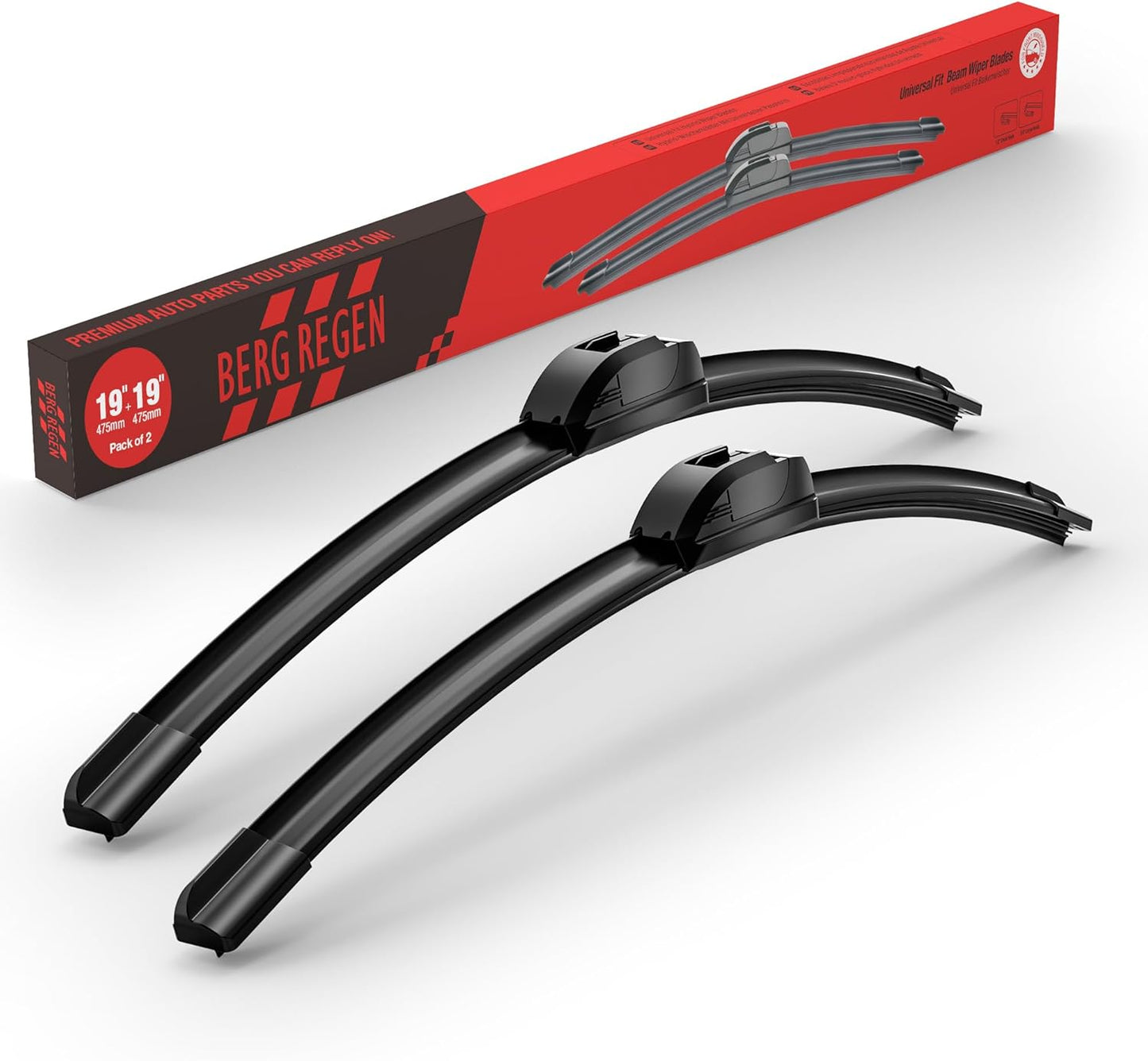 BERG REGEN 22"+19" Windshield Wiper Blades Replacement for Chevy Chevrolet Colorado 2006-2012, Suzuki Forenza 2004-2008, Ford Focus 2000-2011, GMC Canyon 2004-2012 –Genuine OEM Quality (Set of 2)