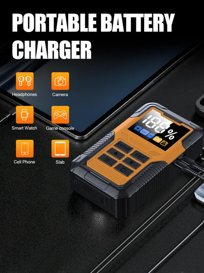 Jump Starter, Battery Jumper Starter Portable, Car Battery Jump Starter with 3 Modes Flashlight, Compass, Power Bank and Jumper Cable