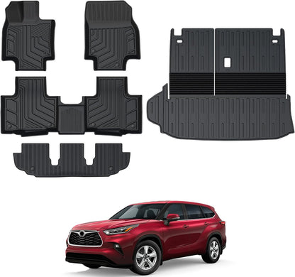 Floor Mats for Toyota Sienna 2021-2026, All Weather Floor Mats Lower Trunk Cargo Liner Accessories, Full Coverage Set (Fit 8-Seat with Spare Tire)