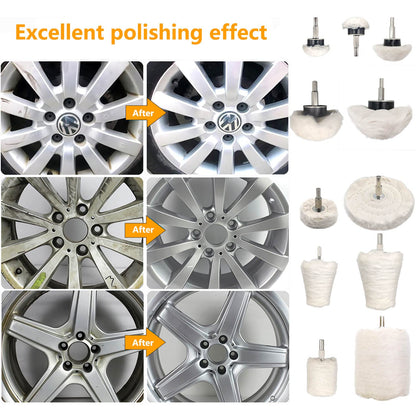 6 pcs Buffing Wheel for Drill,Buffing Pad Polishing Wheel Kits,Wheel Shaped Polishing Tool for Metal Aluminum,Stainless Steel,Chrome,Jewelry,Wood,Plastic,Ceramic,Glass,etc