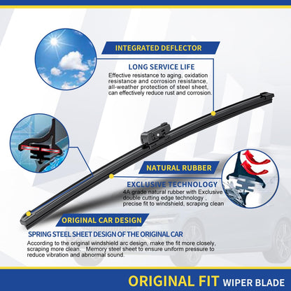 3 Wipers Factory Replacement For Subaru Outback 2020-2022 2023 2024 Original Equipment Replacement Windshield Wiper Blades Set 26"+18"+16" (Set of 3) Top Lock - Colors A
