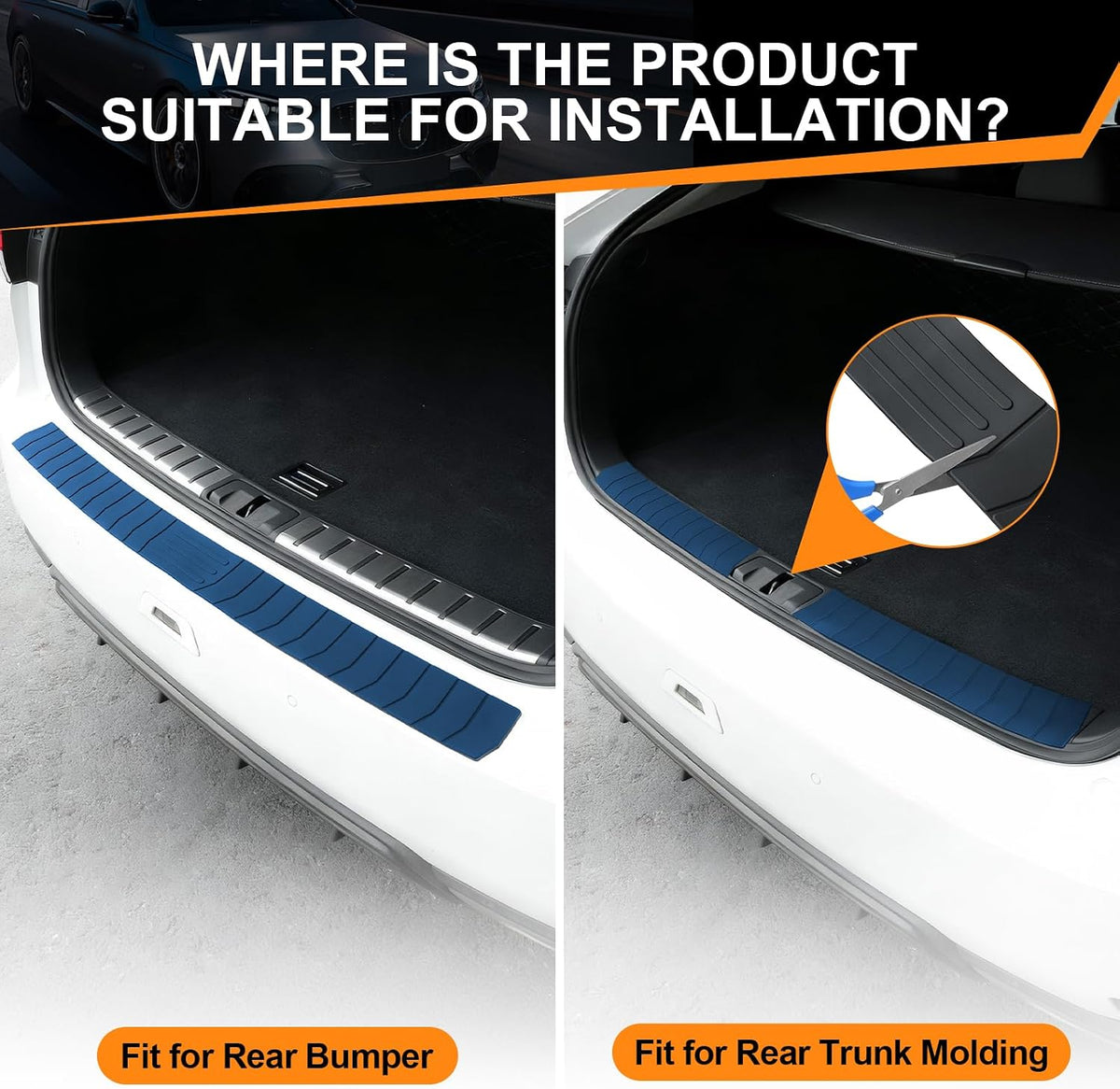 SINGARO Car Rear Bumper Protector, 42inch x3.4inch Car/SUV Universal Rubber Anti-Scratch Trunk Exterior Accessories