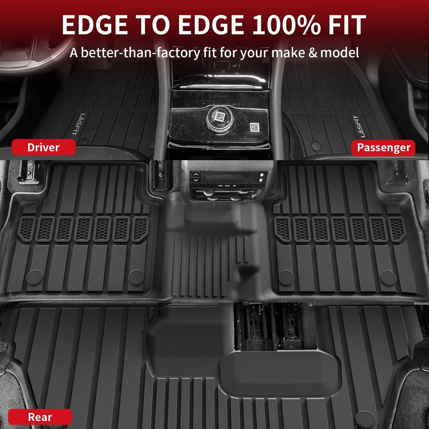 LASFIT Floor Mats for Jeep Grand Cherokee WL 2022-2025 2026 5-Seat (Include 4xe, NOT for L), All Weather TPE Custom Fit Car Mats Floor Liners Cargo Liner Cargo Mat Trunk Mat Black