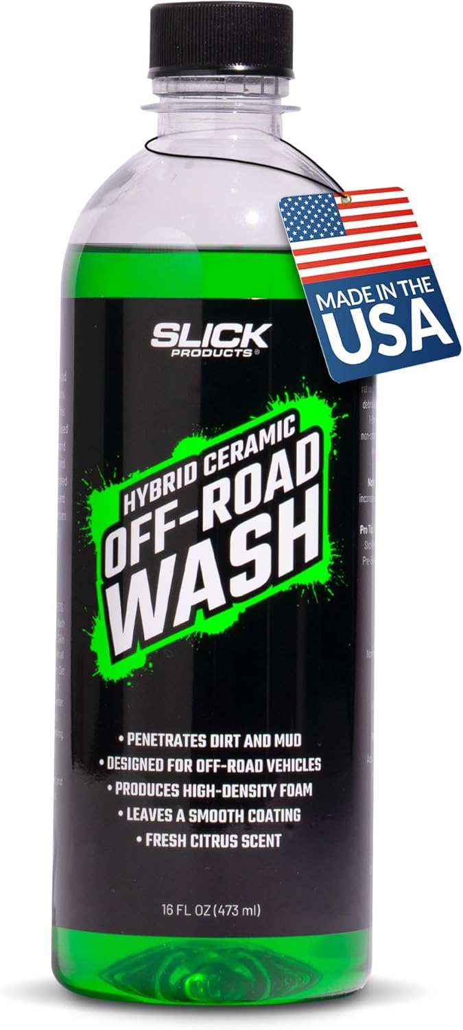 Slick Products Total Off-Road Wash Super Concentrate – Thick Foaming Car Wash Soap with Hybrid-Ceramic Formula for Dirt Bikes ATV UTV Trucks Jeeps and More – Foam Cannon Ready – 128 oz