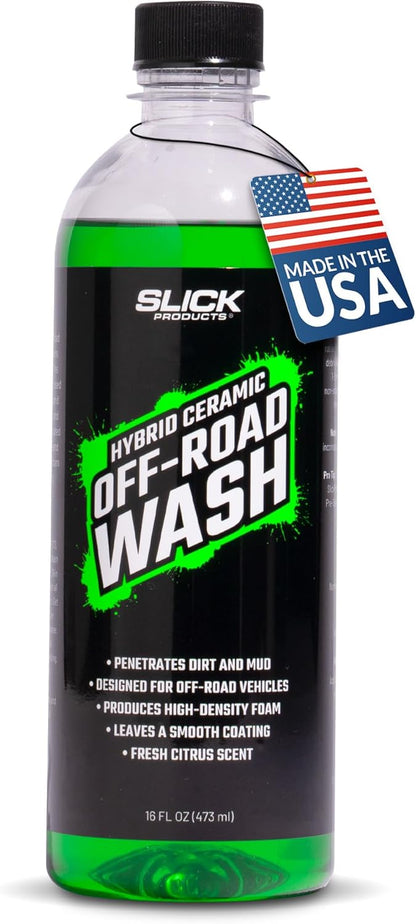 Slick Products Total Off-Road Wash Super Concentrate – Thick Foaming Car Wash Soap with Hybrid-Ceramic Formula for Dirt Bikes ATV UTV Trucks Jeeps and More – Foam Cannon Ready – 128 oz
