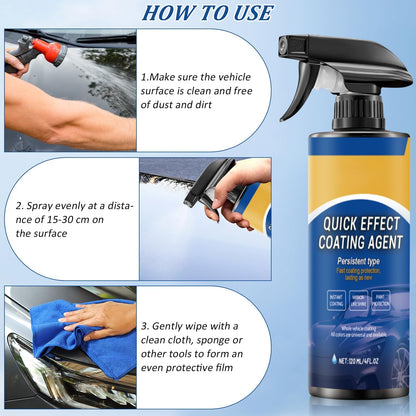 2Pcs Advanced Car Quick-Acting Coating Agent Spray, Car Coating Spray, 2025 New Quick Effective Coating Spray,Car Scratch Wax Polish Spray Waterless Wash, Oil Film Emulsion Glass Cleaner