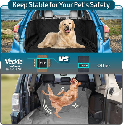 Veckle SUV Cargo Liner for Dogs with Side Flaps, Large (54" x 93") Water Resistant Trunk Cover, Non-Slip Pet Area Protector with Bumper Flap, Universal Fit for SUVs Sedans Vans, Khaki