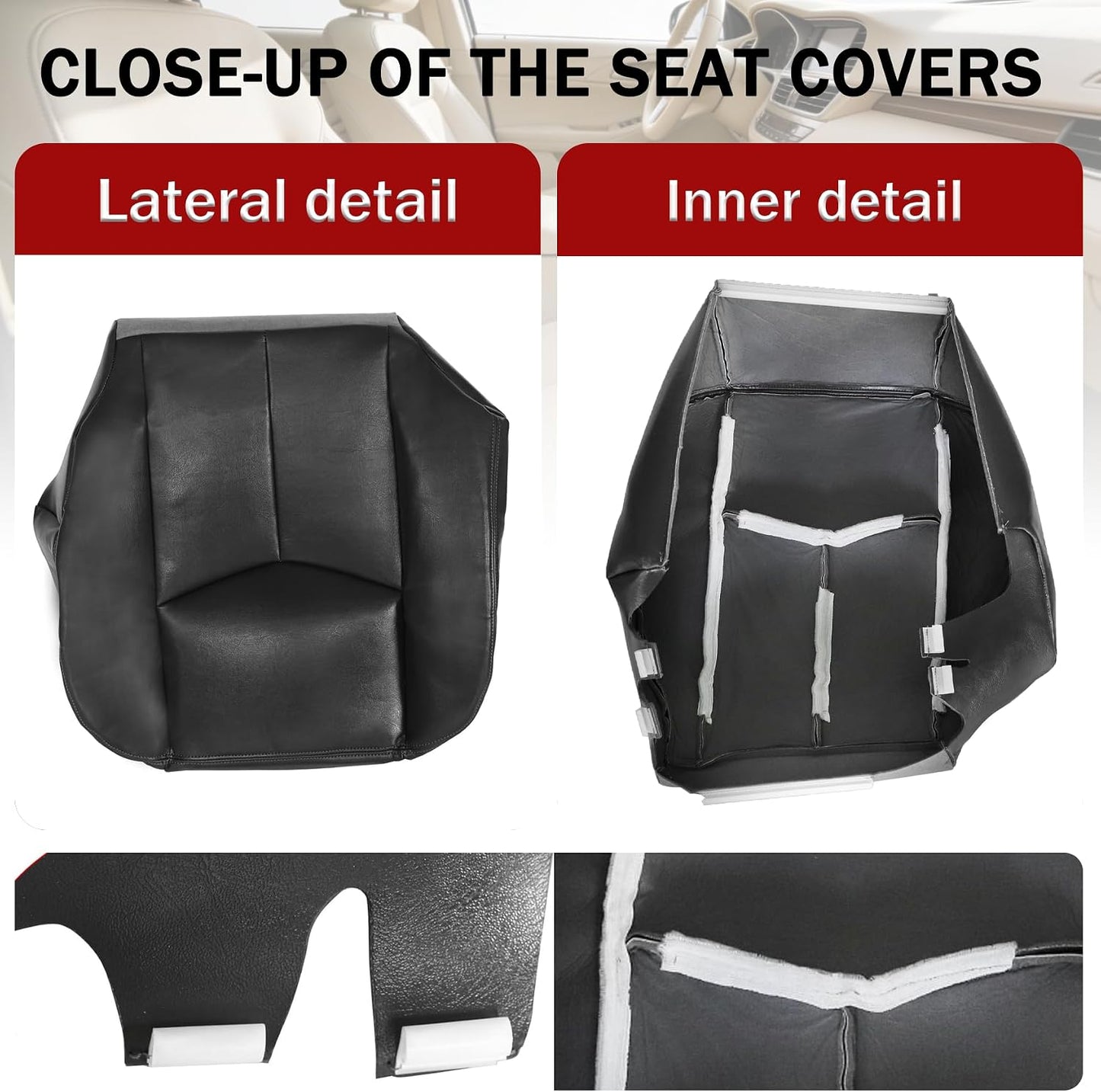NLQR #522 Light Tan Front Driver Bottom Replacement Seat Cover Microfiber Leather Compatible with Chevy Avalanche Tahoe Suburban GMC Yukon XL 2003 2004 2005 2006
