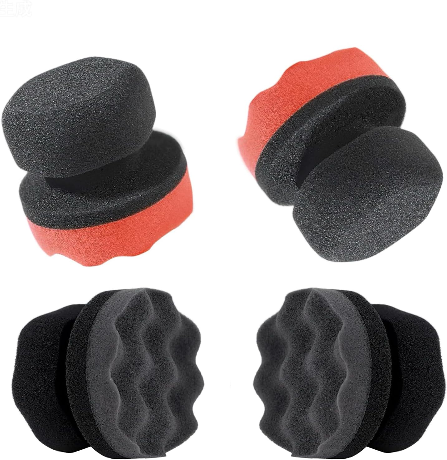 Tire Shine Applicator Pads, 2 Pcs Tire Dressing Applicator, Reusable Tire Shine Sponge Wave Contoured for Car Detailing, 3.15inch