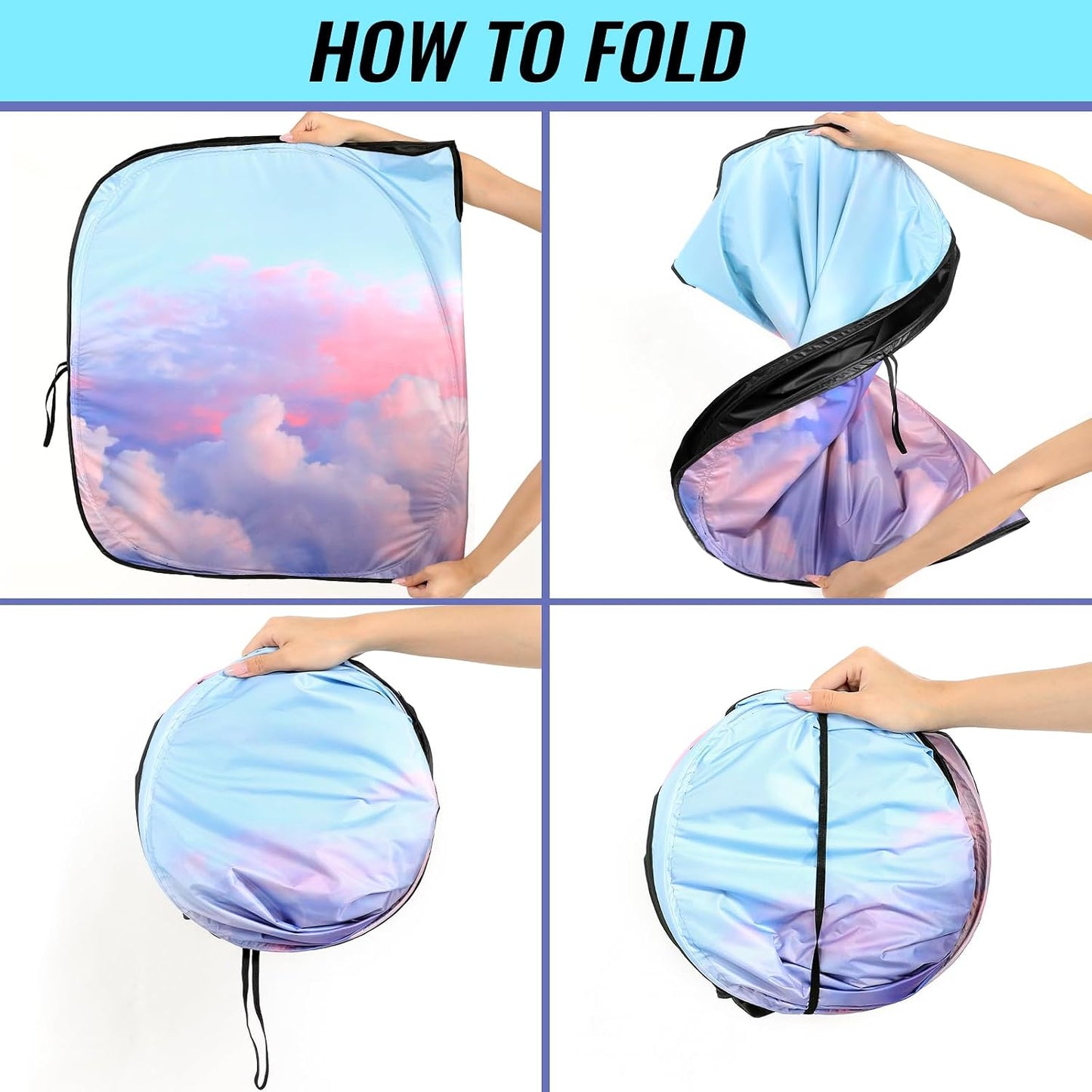 Car Windshield Sun Shade - Reflector Sunshade Offers Ultimate Protection for Car Interior, Cool Reflective Sun Blocker Fits Small Sedans, Mini SUVs