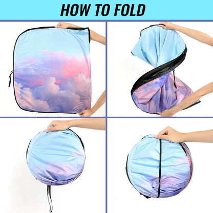 Car Windshield Sun Shade - Reflector Sunshade Offers Ultimate Protection for Car Interior, Cool Reflective Sun Blocker Fits Small Sedans, Mini SUVs