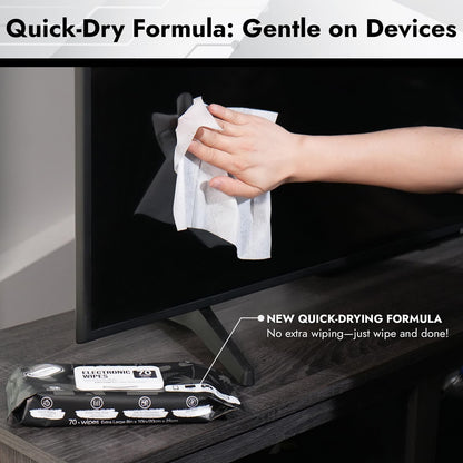 Air Jungles Electronic Wipes Screen Cleaner 70 Count, No Cloth Needed, XL 8"x10" Cleaning for LED Screen, TVs, Computer, Tablet, Phone, Laptops, Monitor, Smart Watch, Headphone and Gaming Equipment