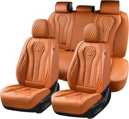 Coverado Seat Covers, Car Seat Covers Full Set, Black Car Seat Cover, Car Seat Covers Front Seats Back Seat Cover, Waterproof Car Seat Cushion, Leather Seat Covers Seat Protector Fit for Most Cars