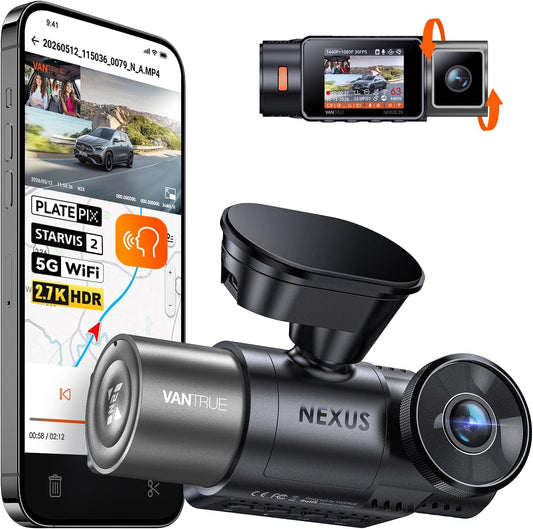 Vantrue N2X 2.7K Dash Cam Front and Inside, 5G WiFi Dual Dash Camera for Car with HDR IR Night Vision, STARVIS 2, GPS, 2.5K/60FPS, G-Sensor, 24/7 Parking Mode, Voice Control, Support 512GB Max
