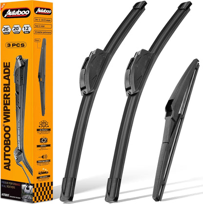 AUTOBOO 3-Pack Windshield Wiper Blades for Subaru Outback 2020-2025, Original Equipment Replacement 26"+18" Front and 16" Rear, All-Weather Performance, Easy One-Click Install